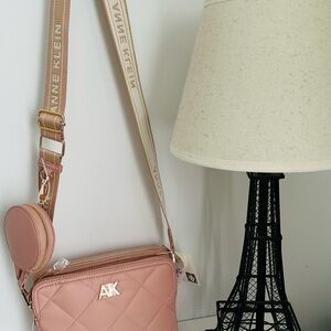 Anne Klein Pink Textured Crossbody Bag with Gold Hardware